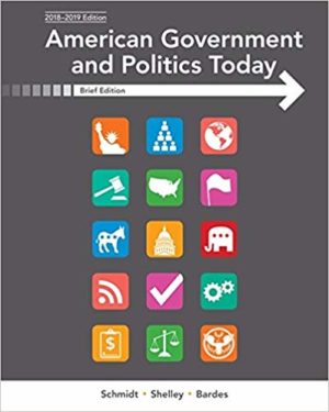 American Government and Politics Today, Brief (10th Edition) Format: PDF eTextbooks ISBN-13: 978-1337559706 ISBN-10: 1337559709 Delivery: Instant Download Authors: Steffen W. Schmidt Publisher: Cengage