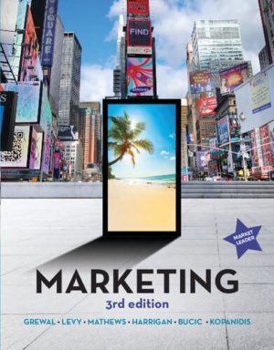 Marketing (3rd Edition) by Michael Levy Format: PDF eTextbooks ISBN-13: 9781760423889 ISBN-10: 9781760423889 Delivery: Instant Download Authors: Michael Levy Publisher: McGraw-Hill
